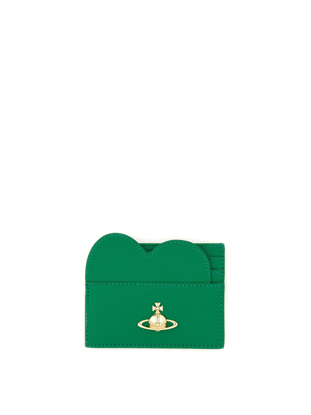 Vivienne Westwood Card Holder With Orb Embroidery In Green