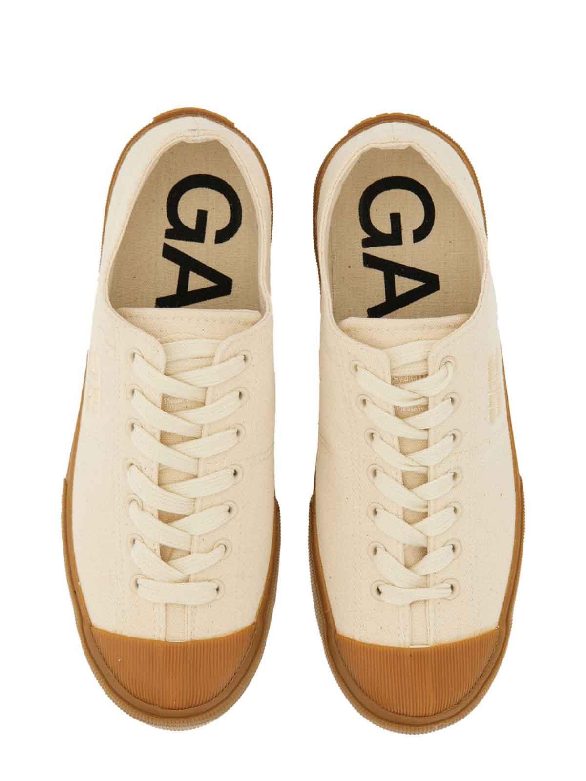 Shop Ganni Egret Sneakers In White