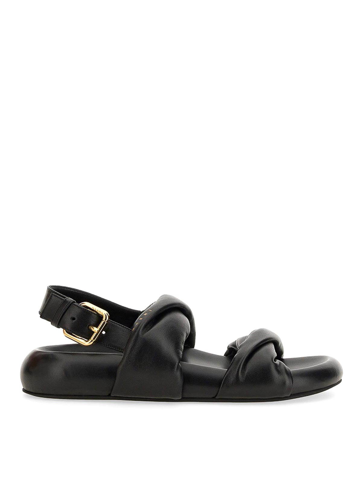 Shop Marni Leather Sandal In Black