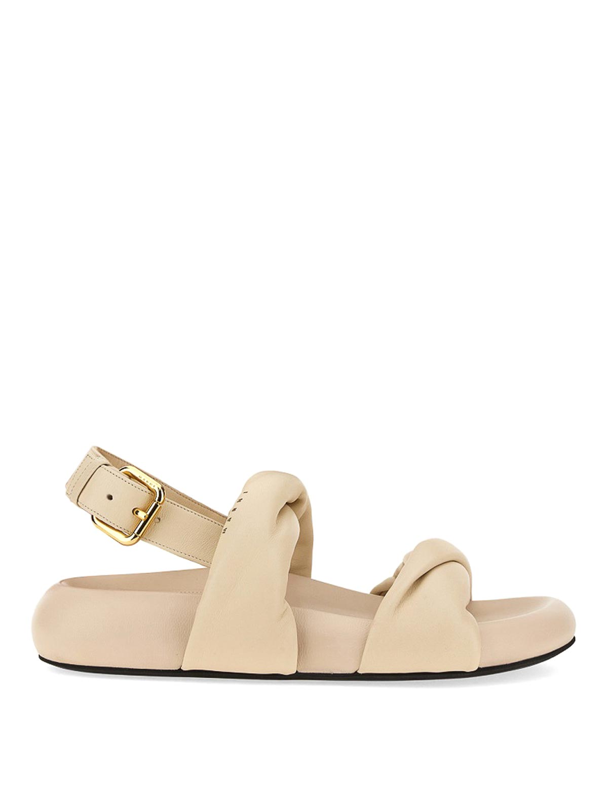 Marni Leather Sandal In Neutral