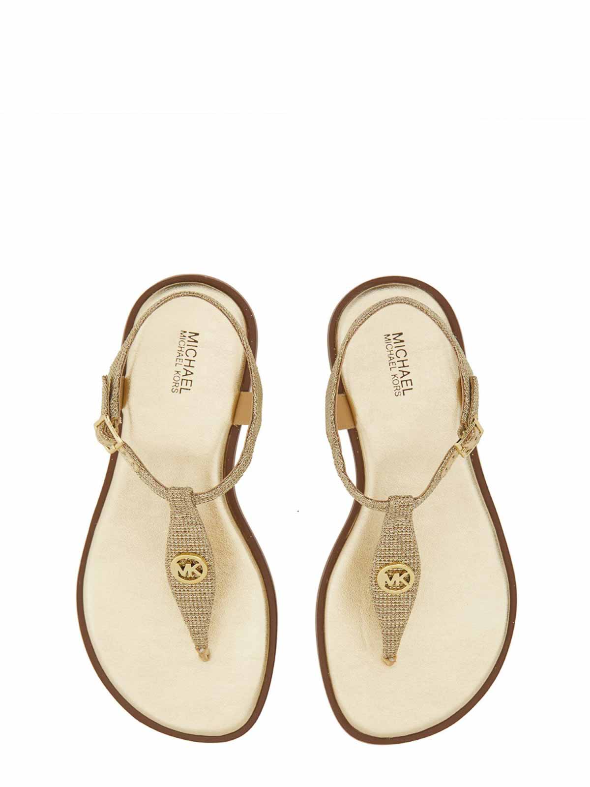 Shop Michael Kors Mallory Sandals In Gold