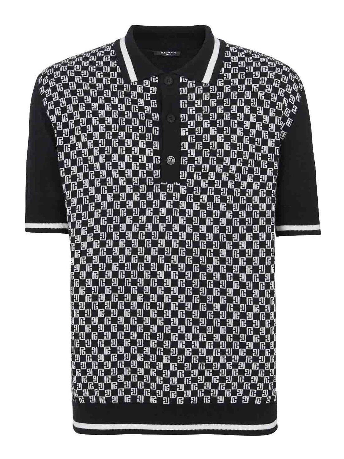Balmain Mini Monogram Polo Shirt - Black - Men | CH1GB020KF99EAB