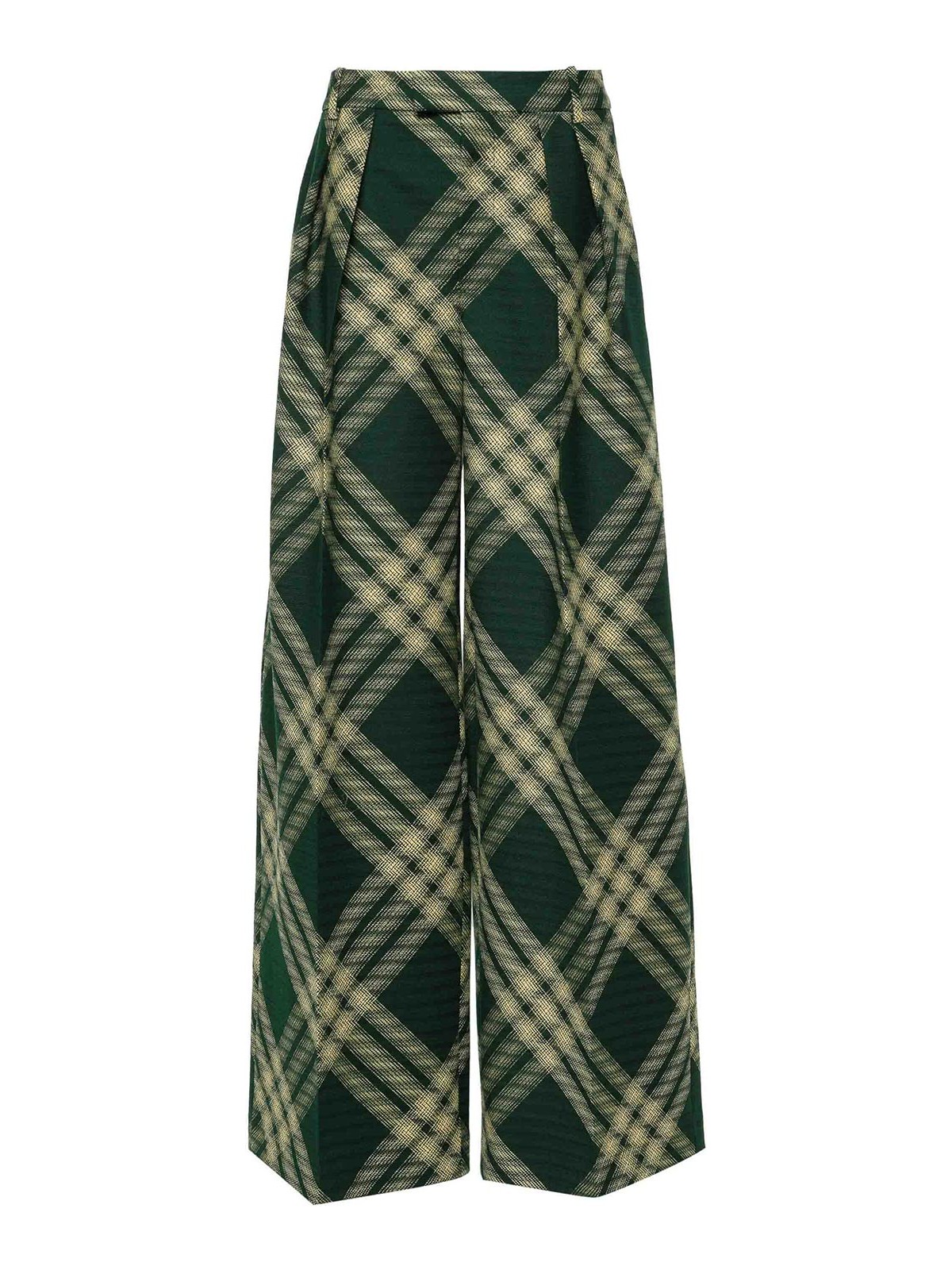 Burberry Check Trousers With Pleat-detail In Black