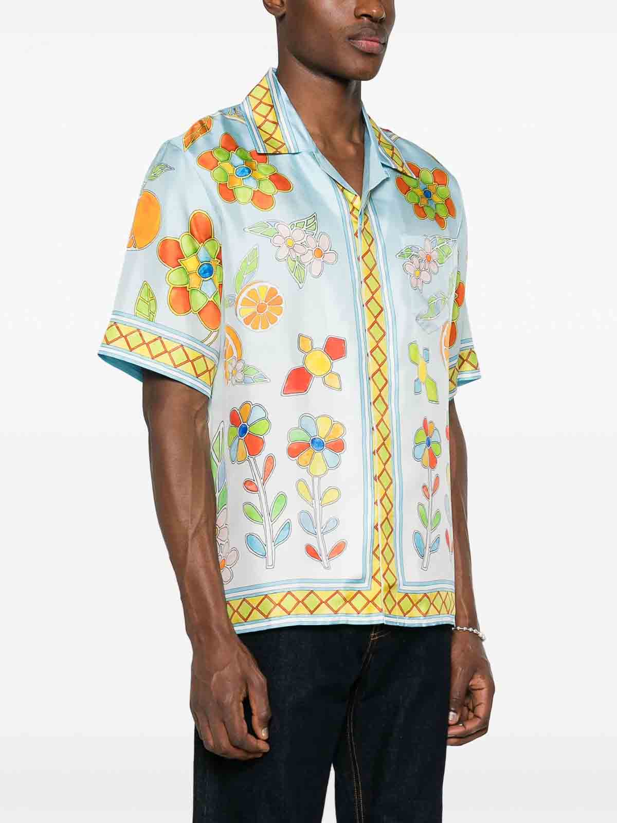 Shop Casablanca Yoruba Flowers Shirt In White