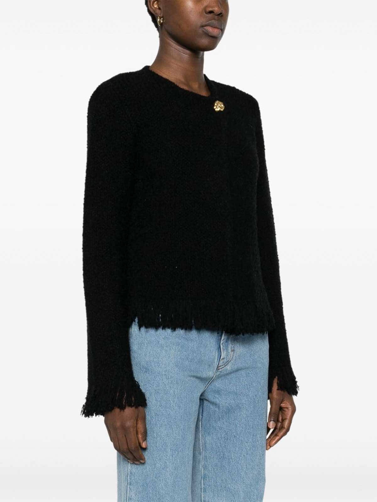 Shop Chloé Collarless Short Fitted Jacket In Black