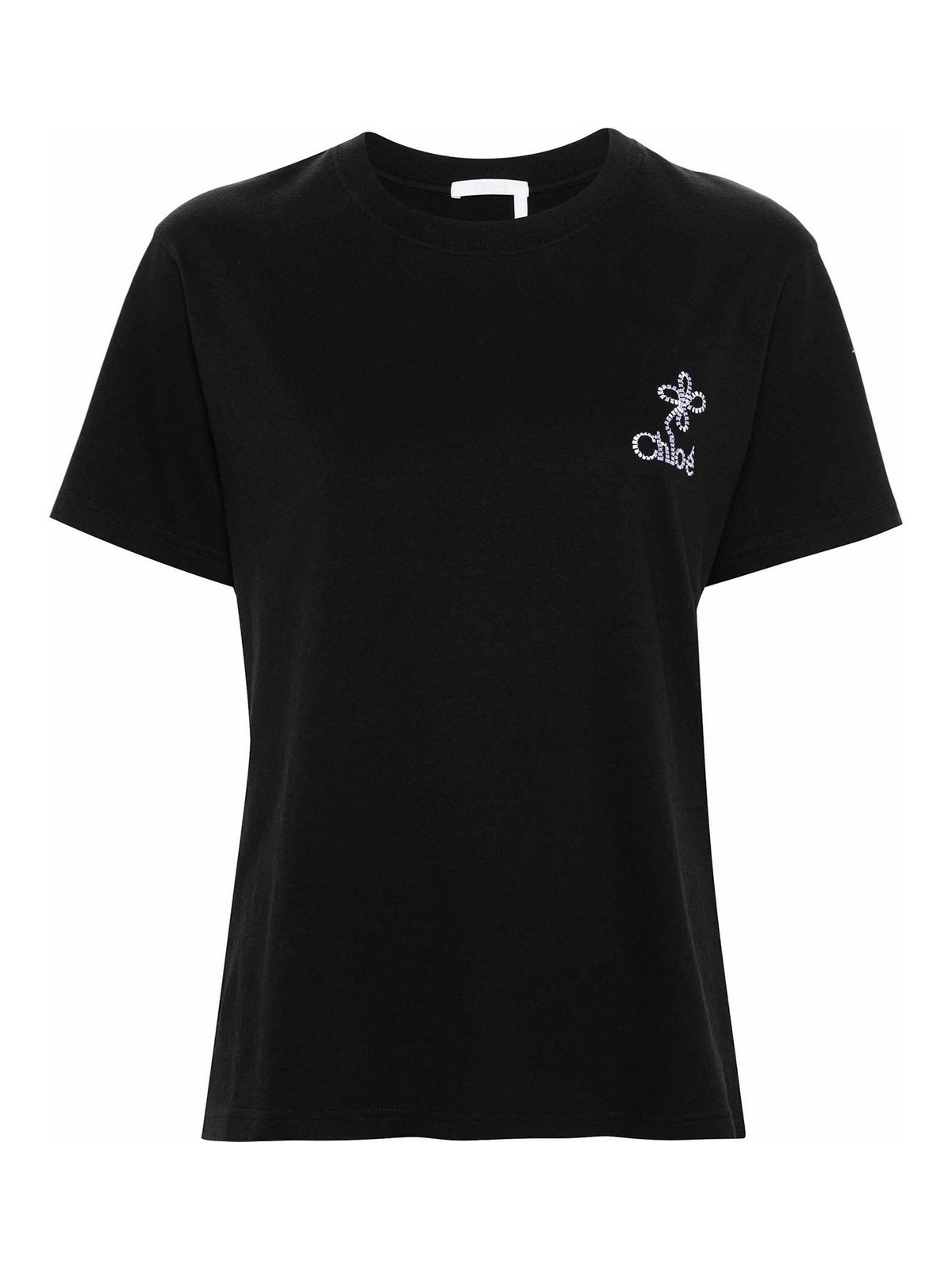Shop Chloé Embroidered T-shirt In Black