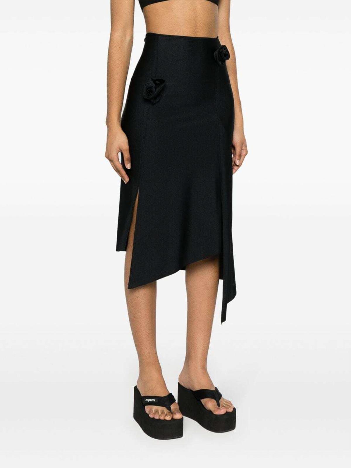 Shop Coperni Flower Skirt In Black