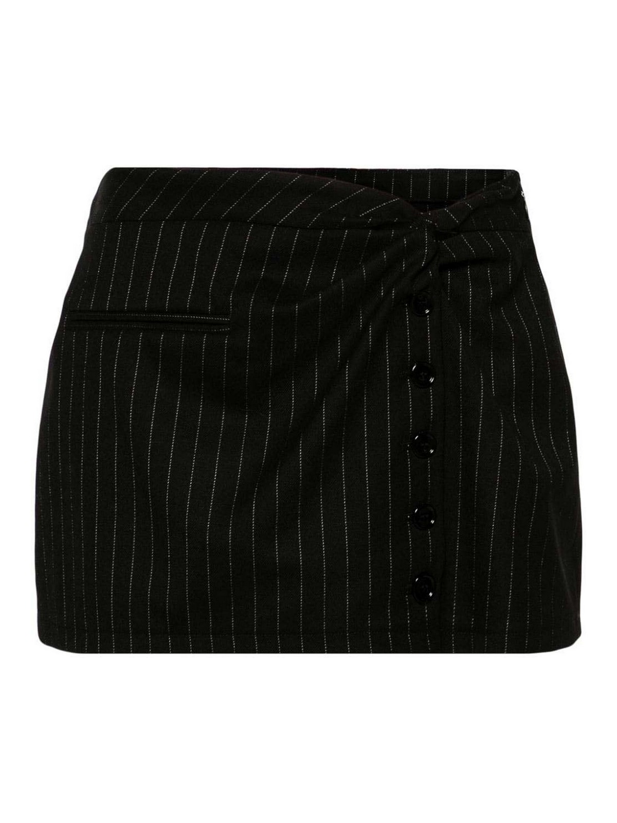 Shop Courrèges Twist Snaps Pinstriped Mini Skirt In Black