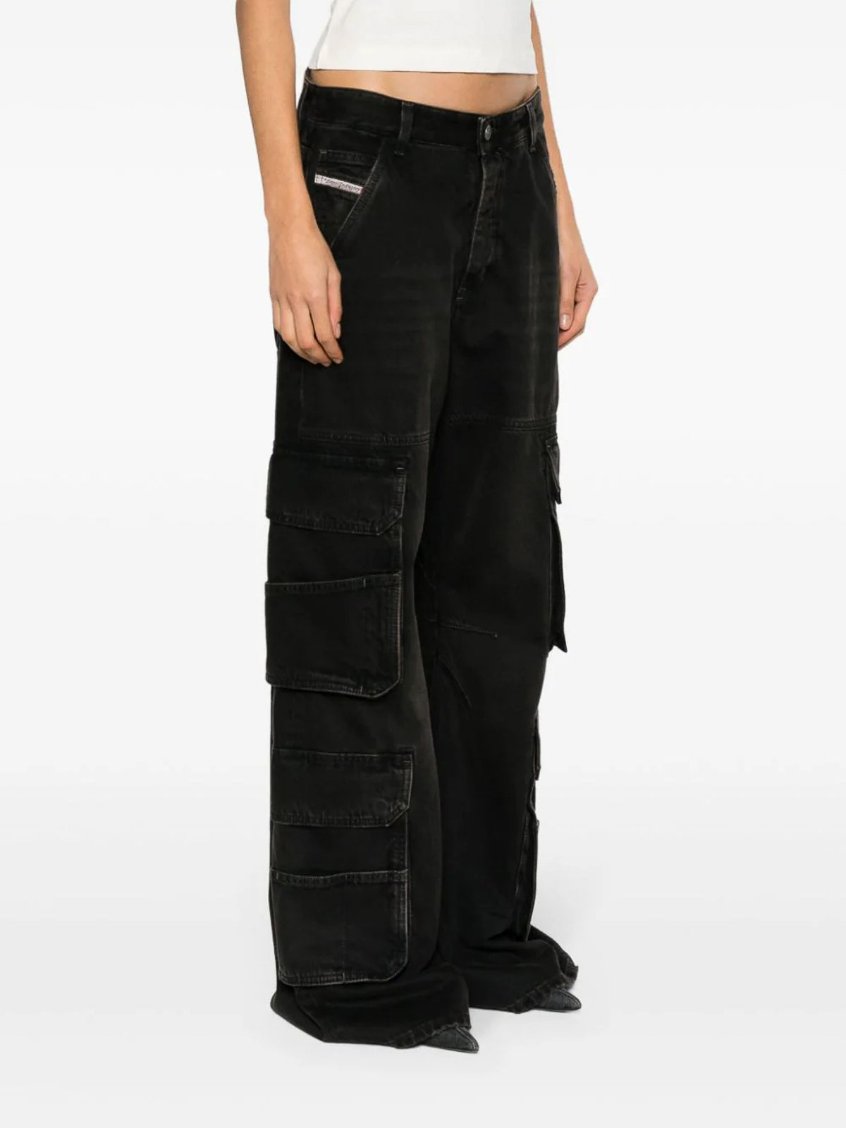 Shop Diesel D-sire Cargo Jeans In Black