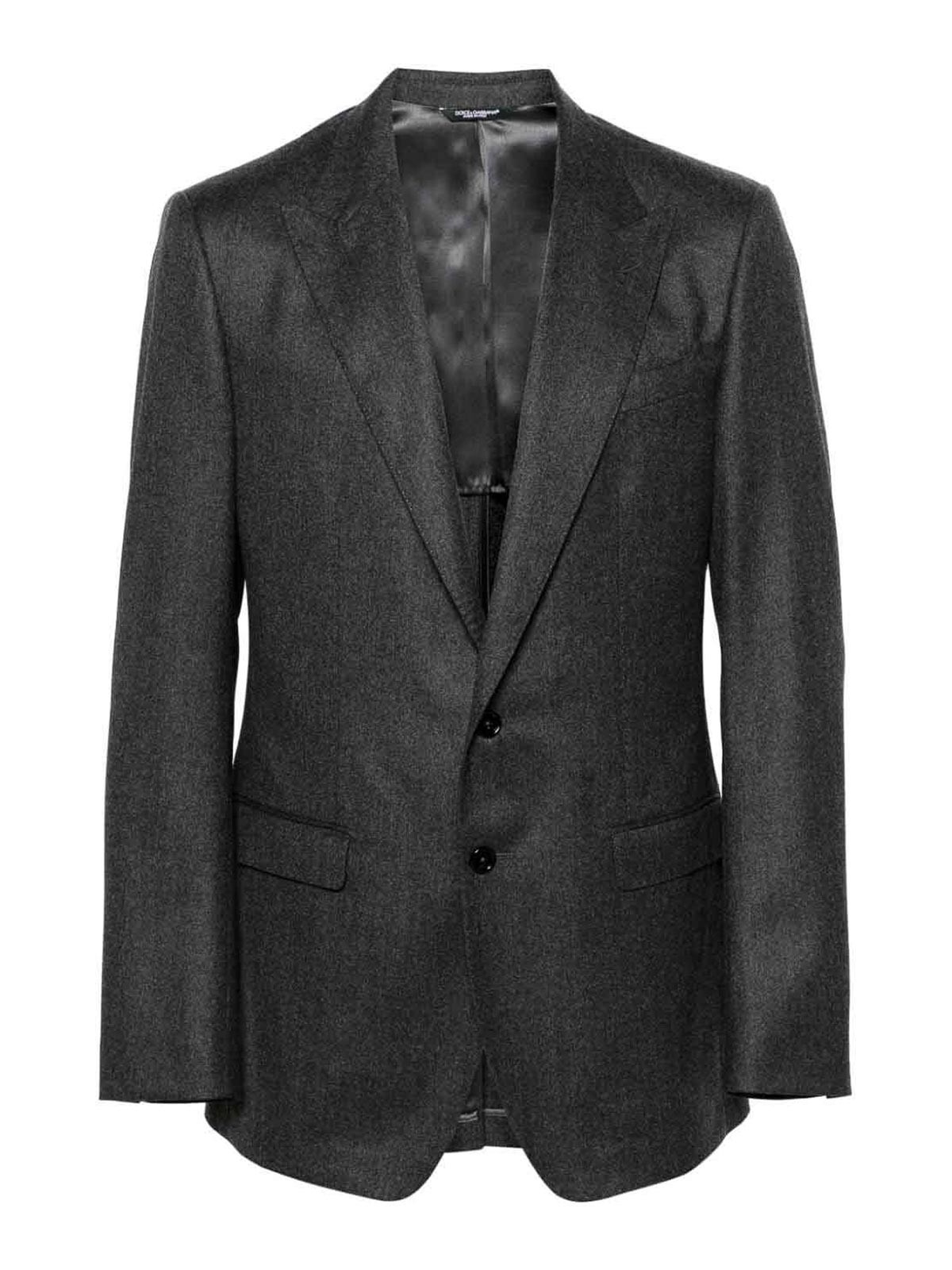 Dolce & Gabbana Wool Single-breasted Blazer Jacket In Grey