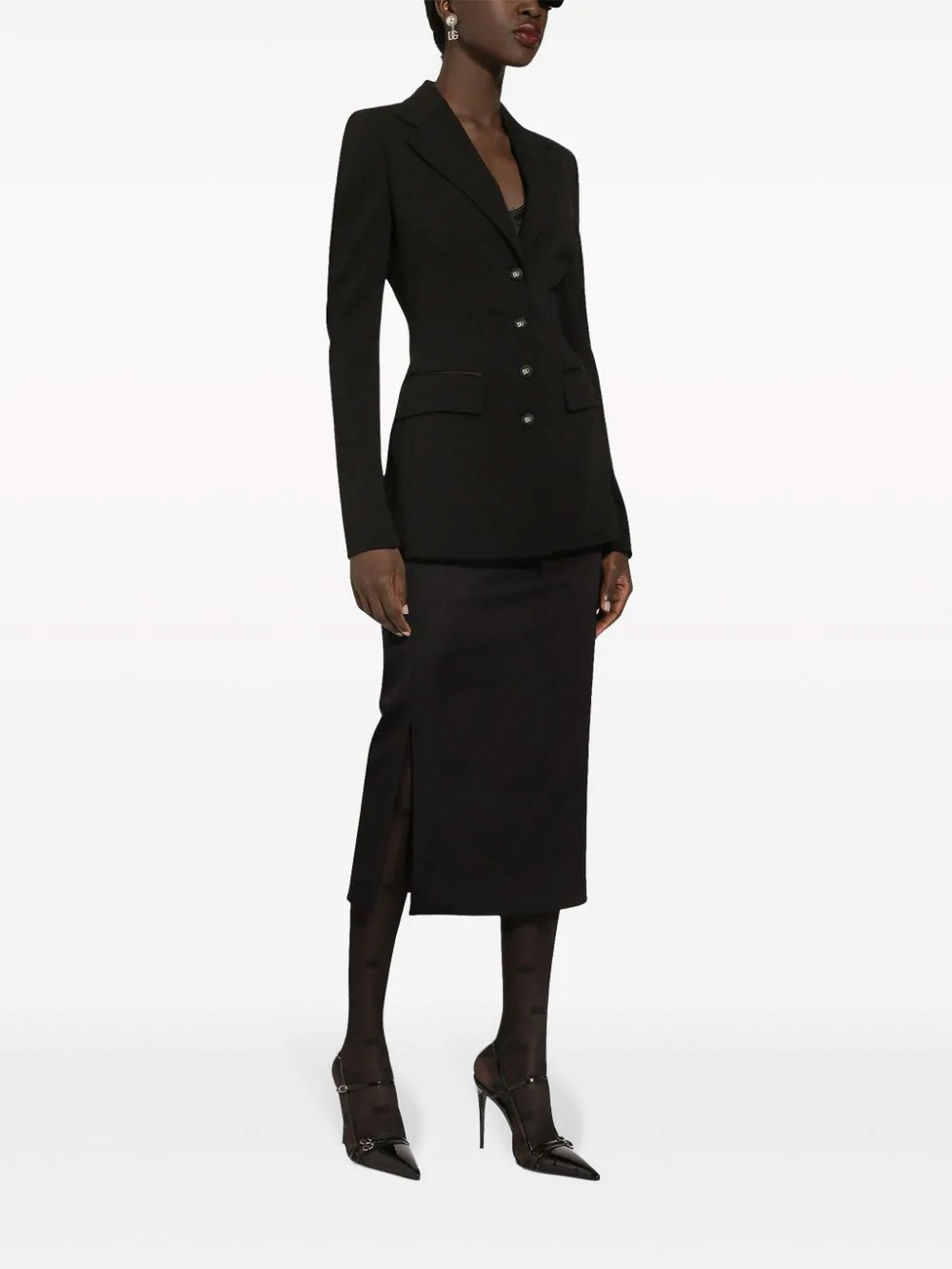 Shop Dolce & Gabbana Fitted-waistline Blazer In Black