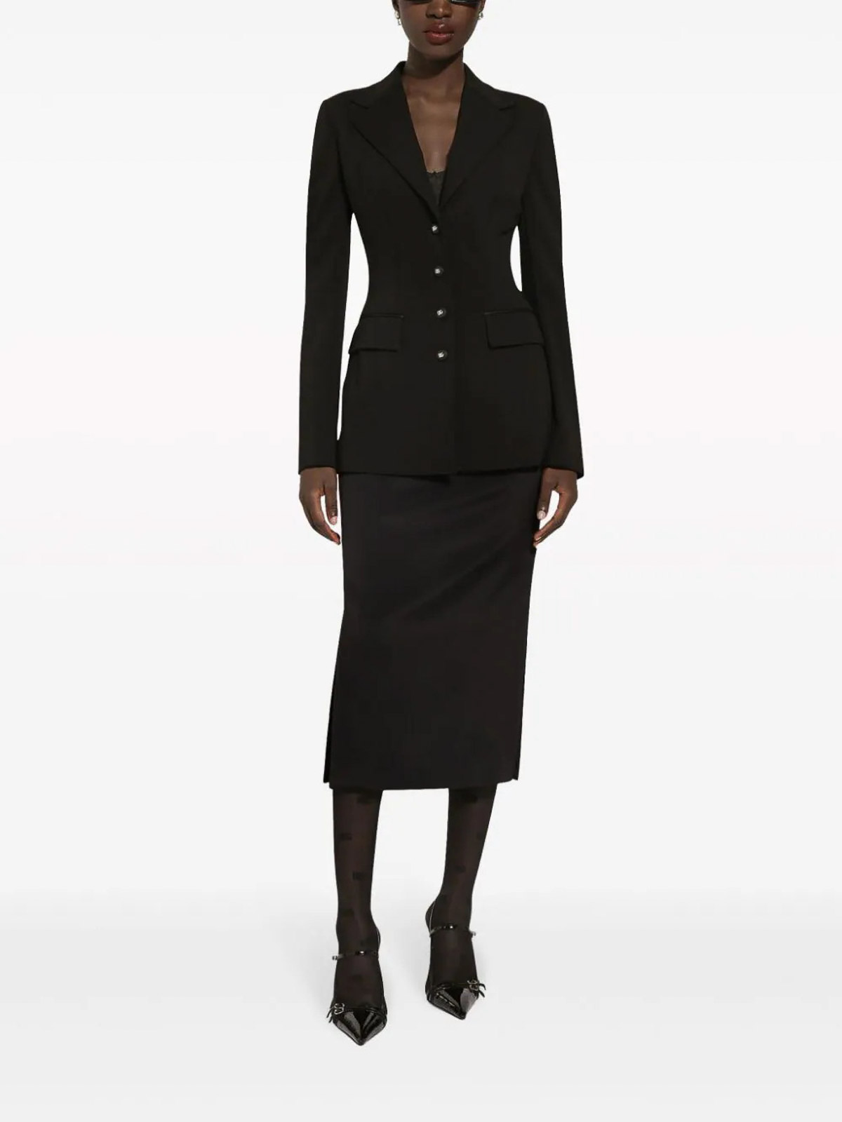 Shop Dolce & Gabbana Fitted-waistline Blazer In Black