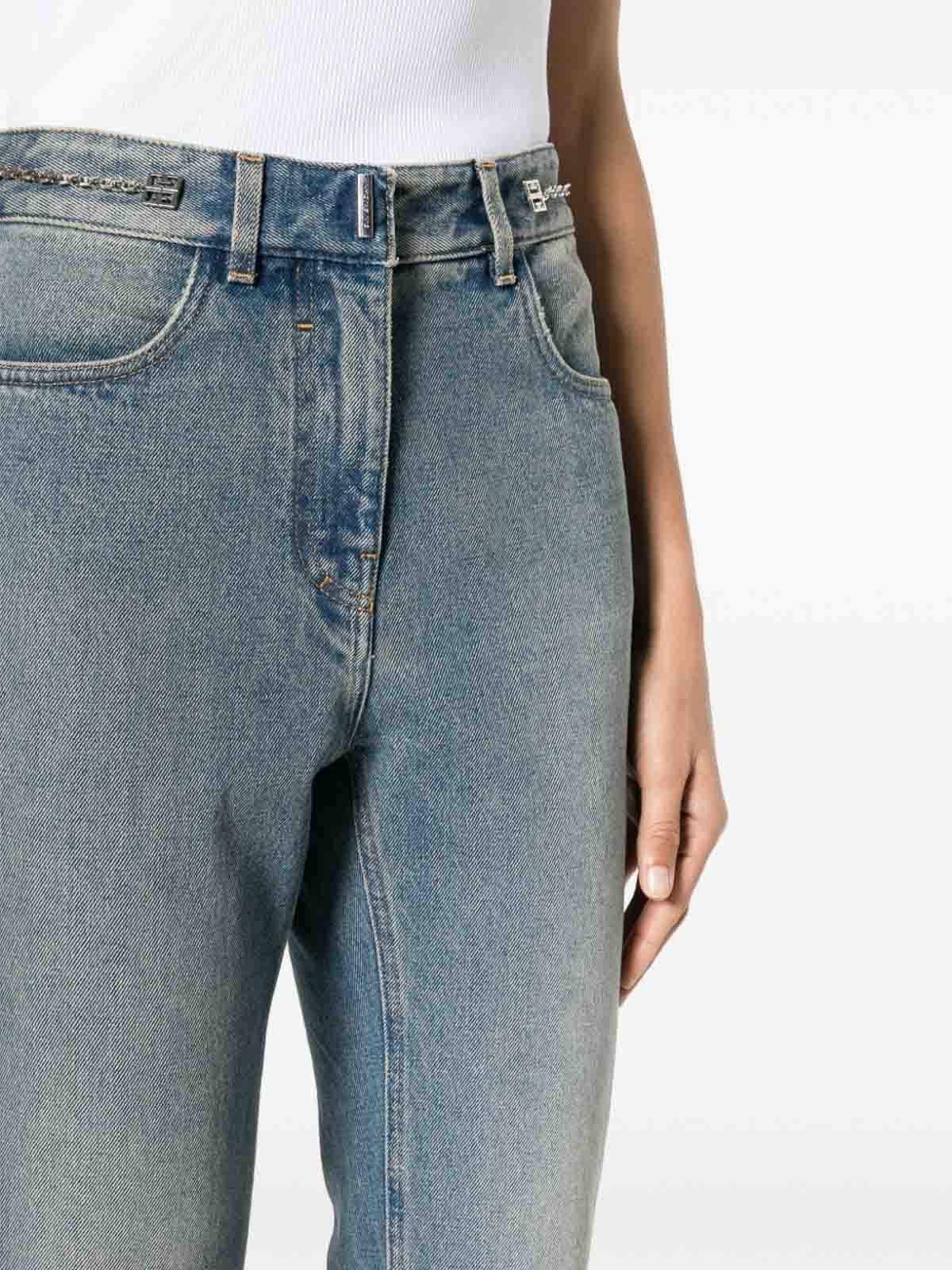 Shop Givenchy Bootcut Jeans With Chain Details In Blue