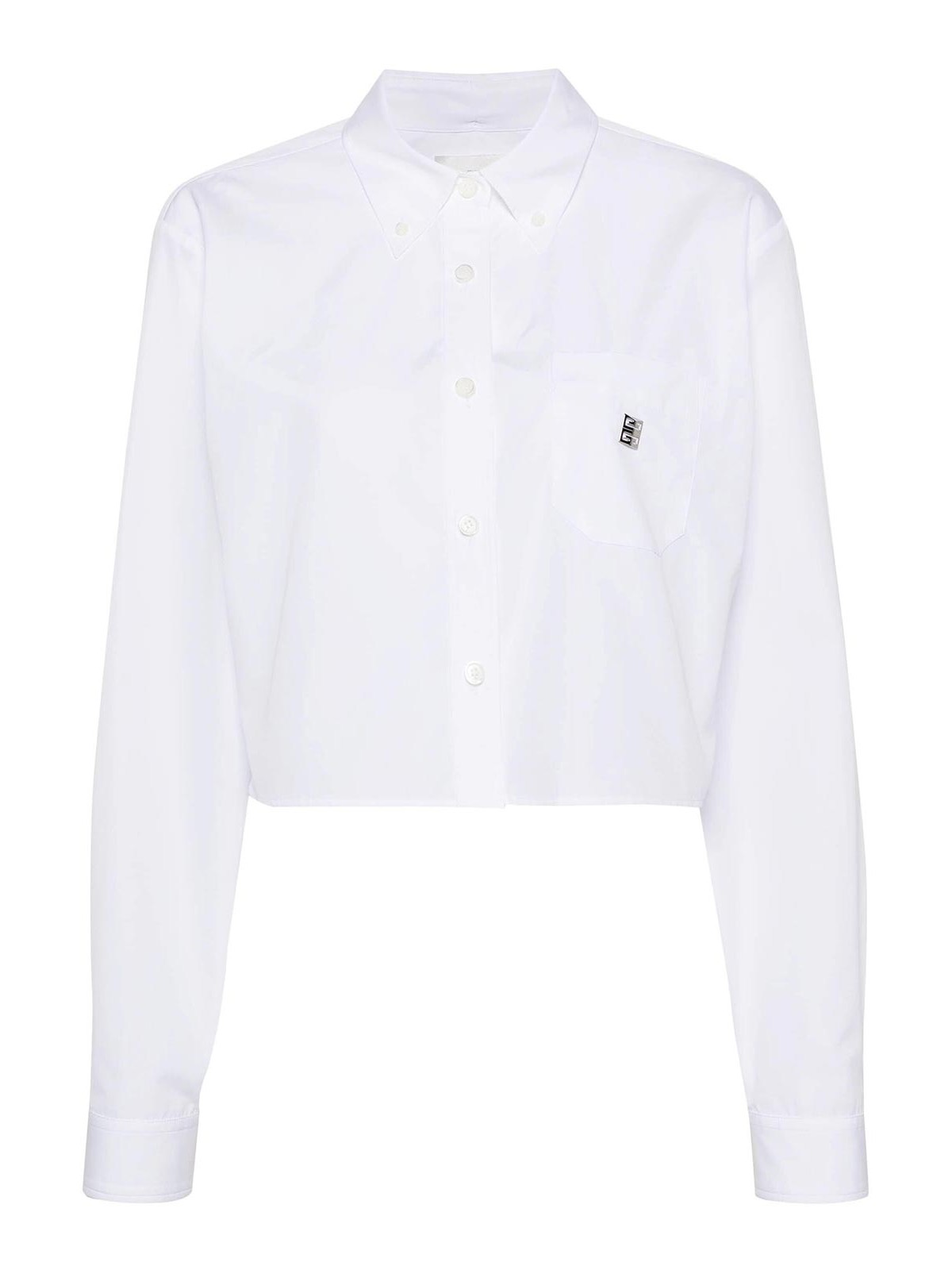 Shop Givenchy Cropped Poplin Shirt In White