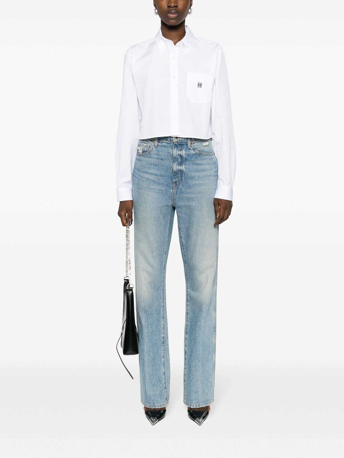 Shop Givenchy Cropped Poplin Shirt In White
