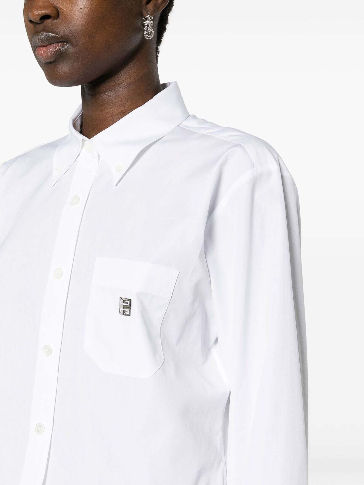 Shop Givenchy Cropped Poplin Shirt In White