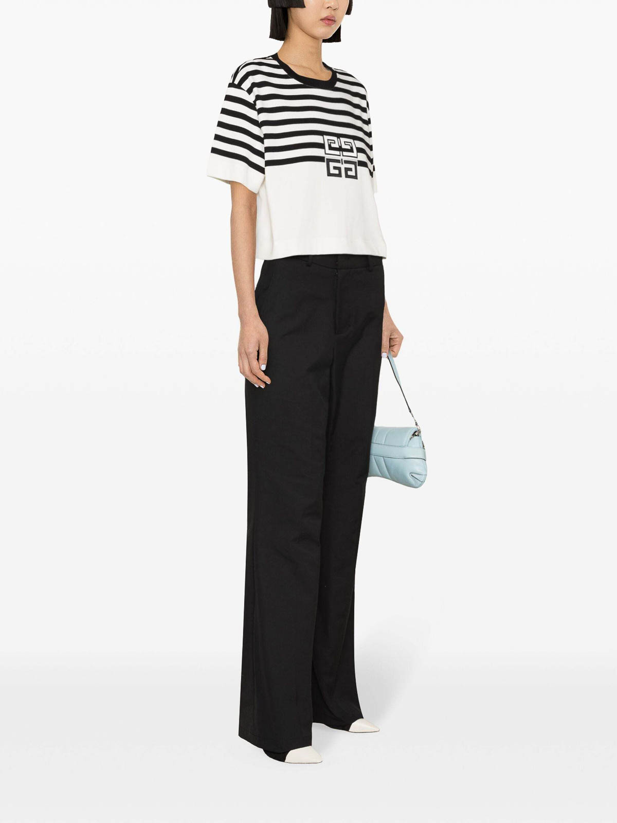Givenchy Striped Cropped T-Shirt - White - Women | BW709X314X116