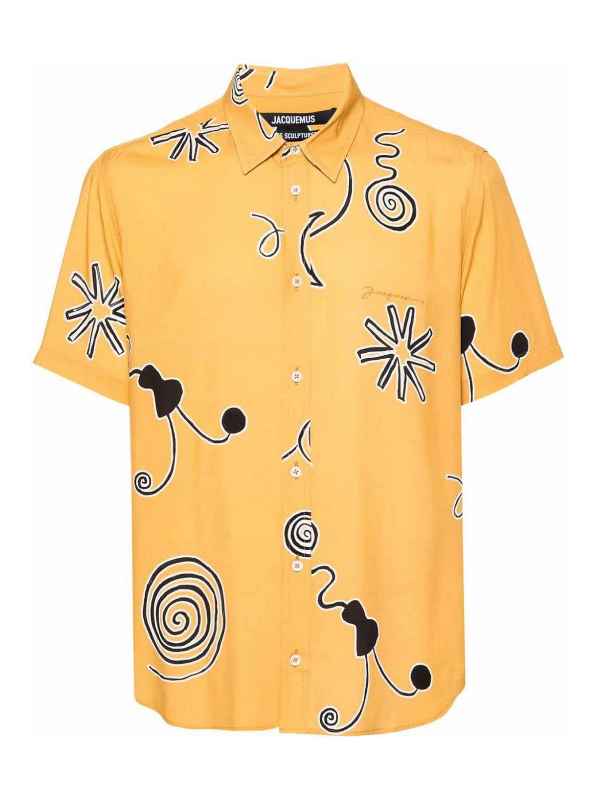 Shop Jacquemus Melo Spiral-print Shirt In Black