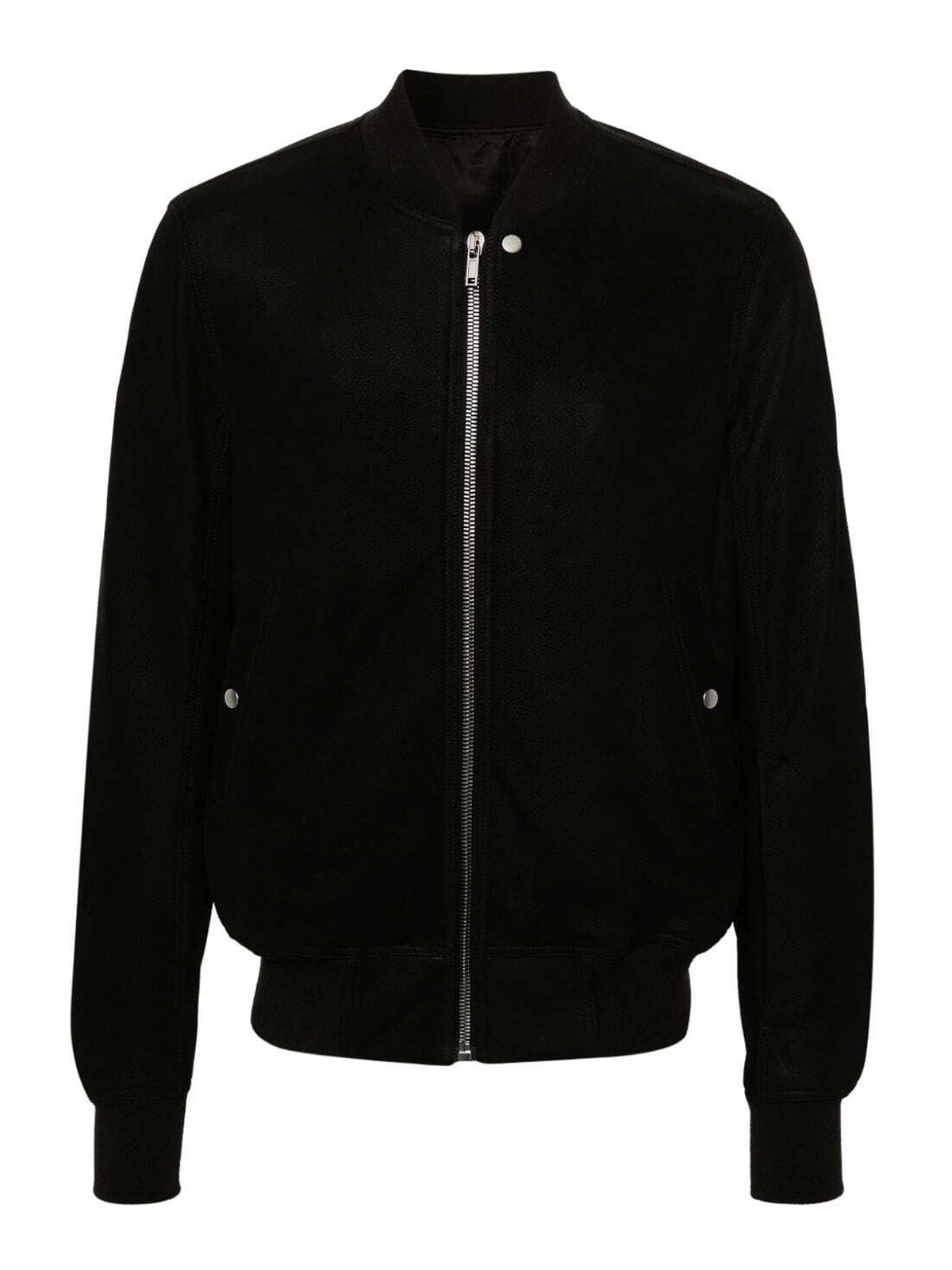 Rick Owens Classic Flight Leather Bomber Jacket In Black