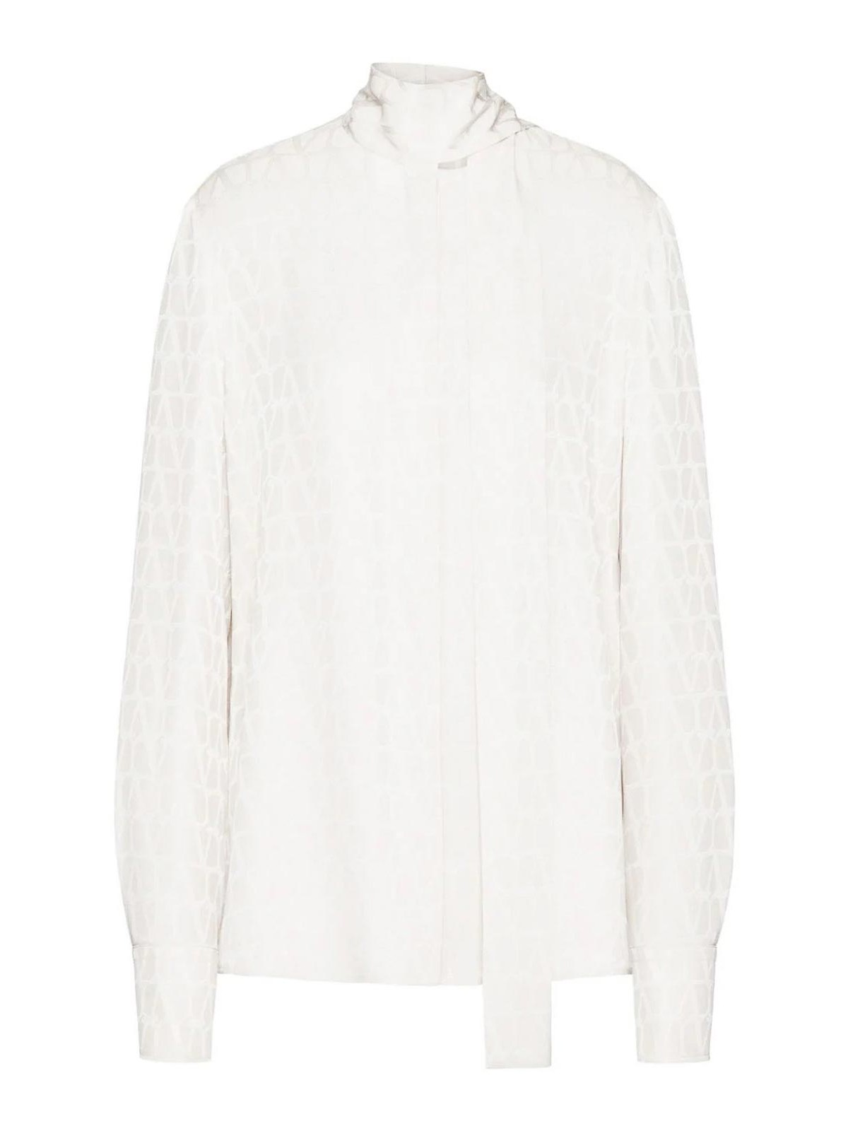 Valentino Iconographe-print Silk Shirt In Cream