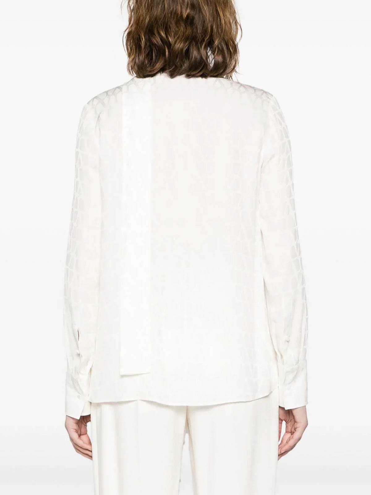 Shop Valentino Iconographe-print Silk Shirt In Cream