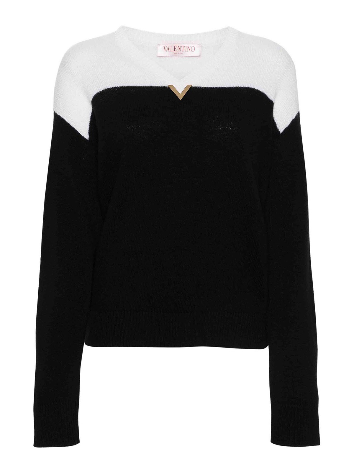 Valentino Two-tone Sweater In Black