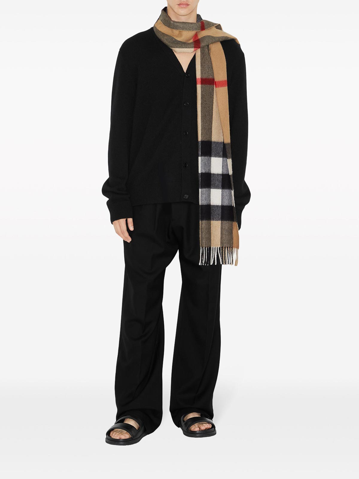 Shop Burberry Vintage Check Scarf In Beige