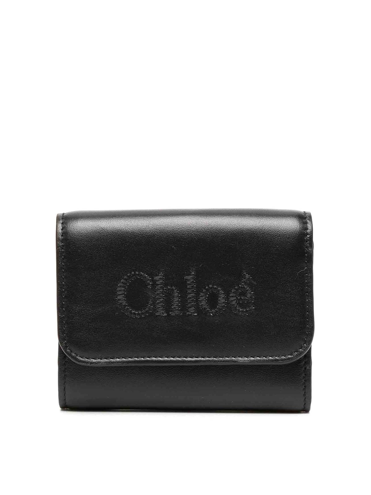 Chloé Sense Tri-fold Small Wallet In Black