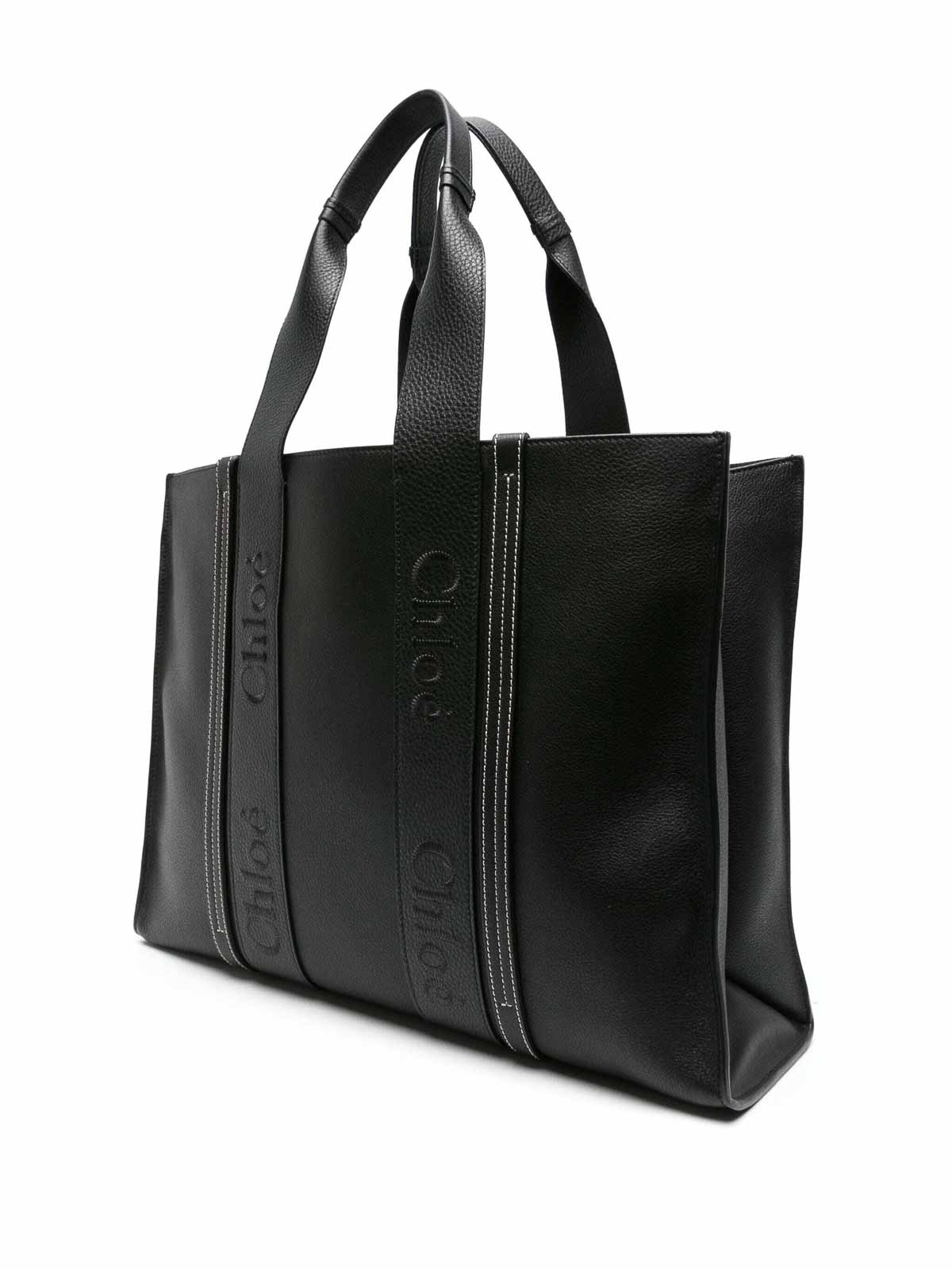 Shop Chloé Woody Large Tote Bag In Black