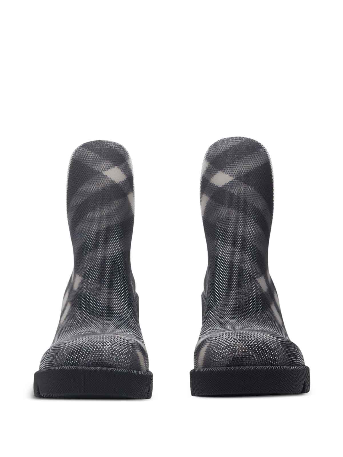 Shop Burberry Check Marsh Heel Boots In Black