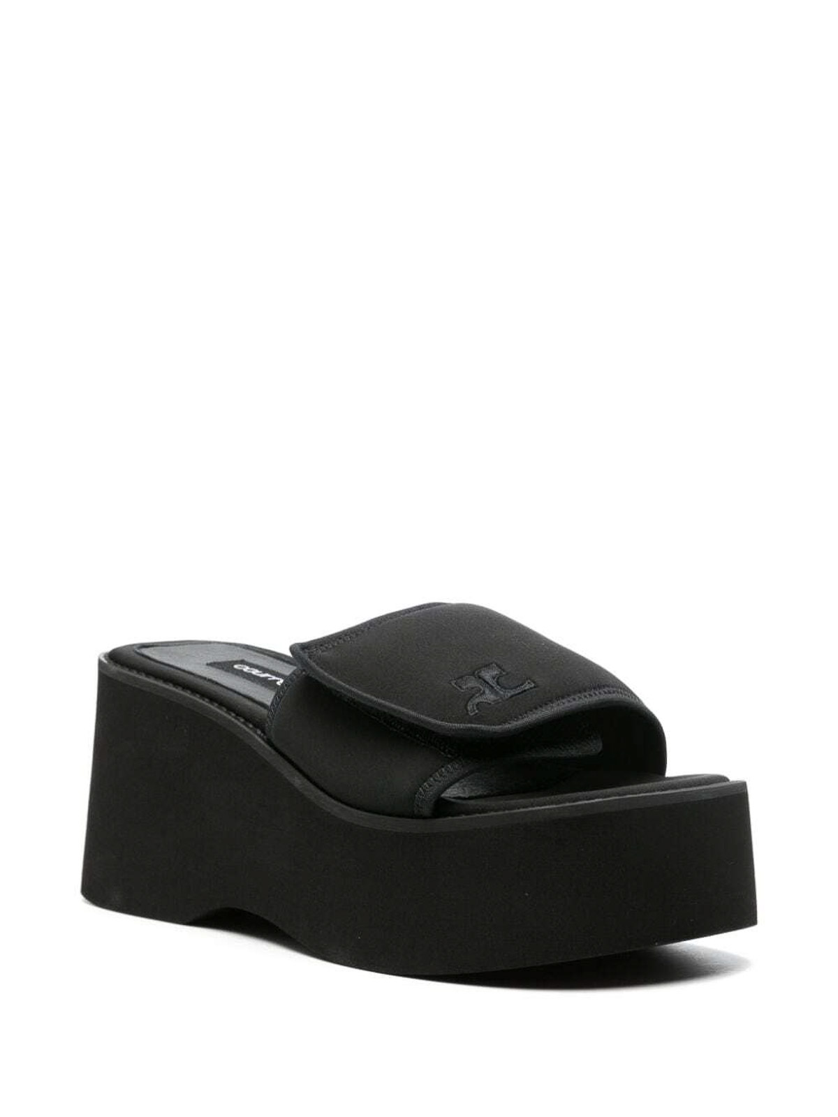 Shop Courrèges Scuba Wave Slip-on Sandals In Black