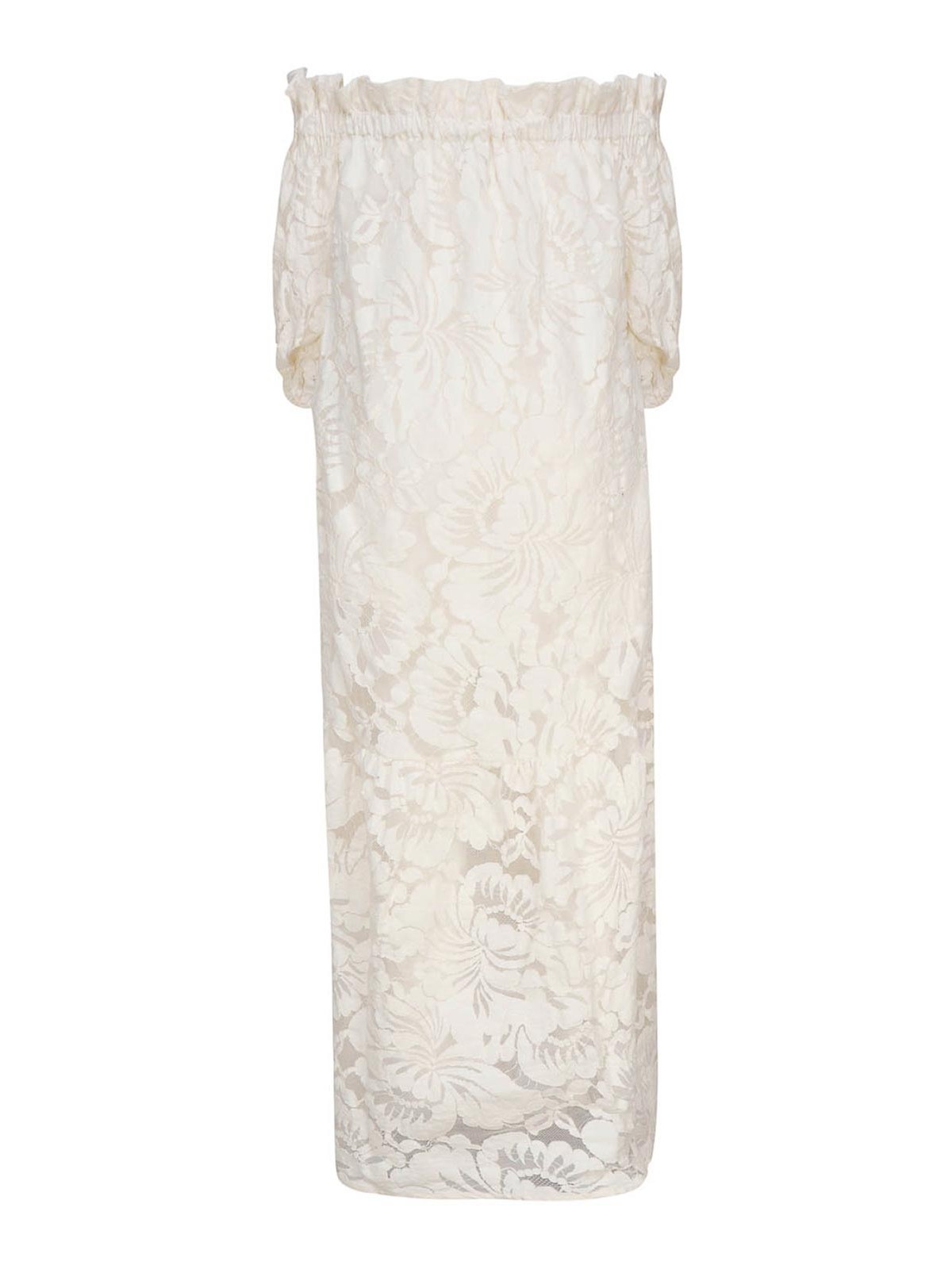 MARIUCCIA FLORAL DRESS WITH BARDOT NECKLINE