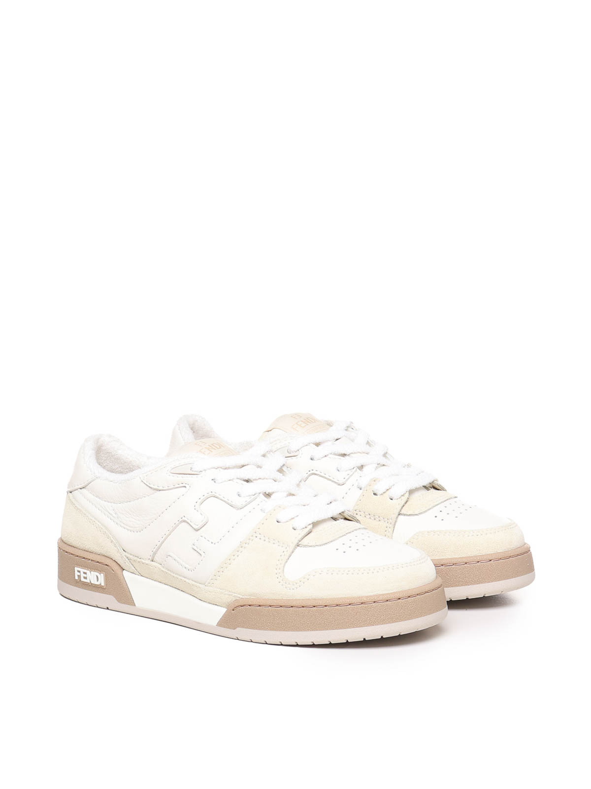 Shop Fendi Suede Sneakers In White