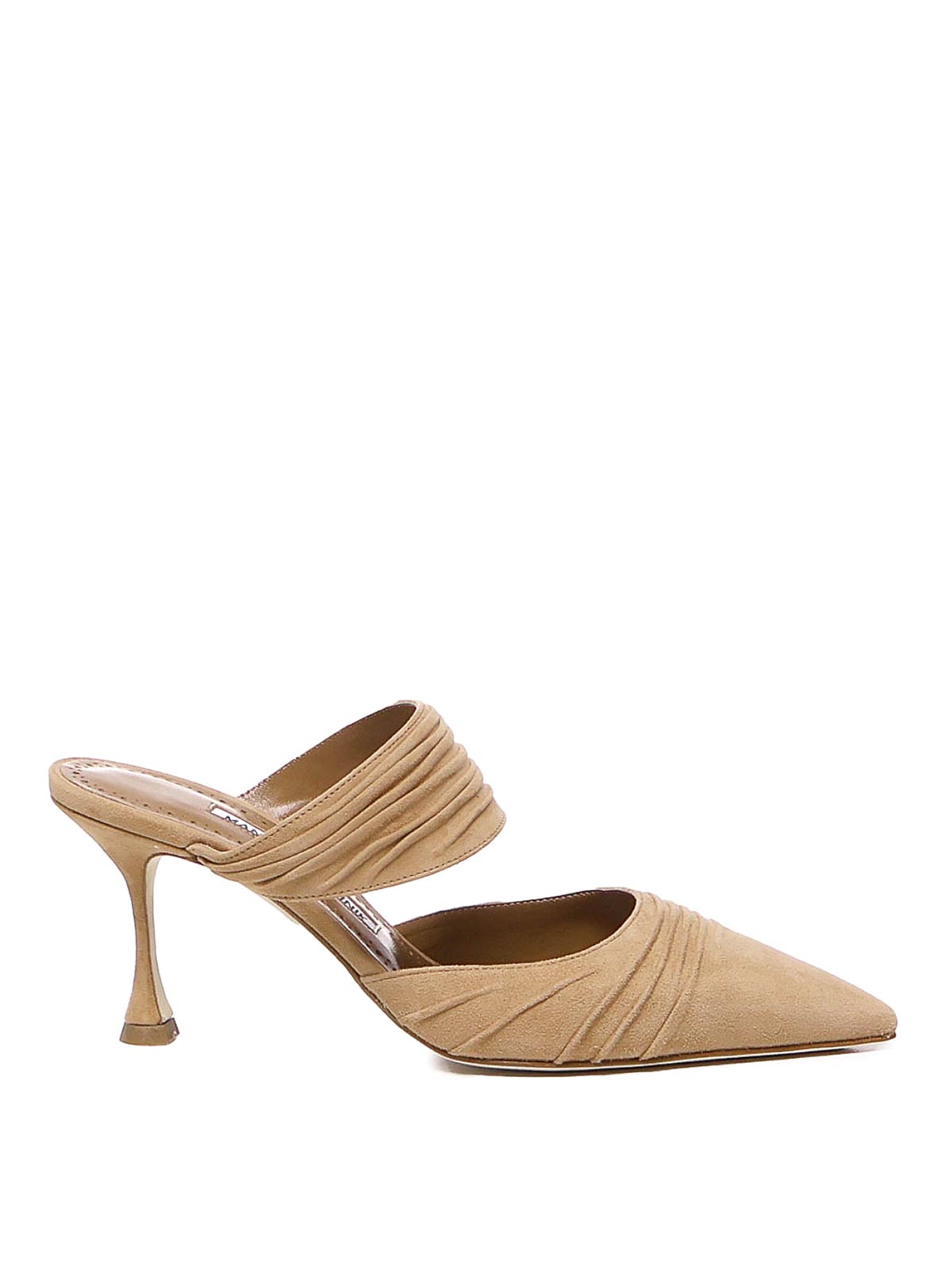 Shop Manolo Blahnik Circeamu Sabot In Suede In Beige