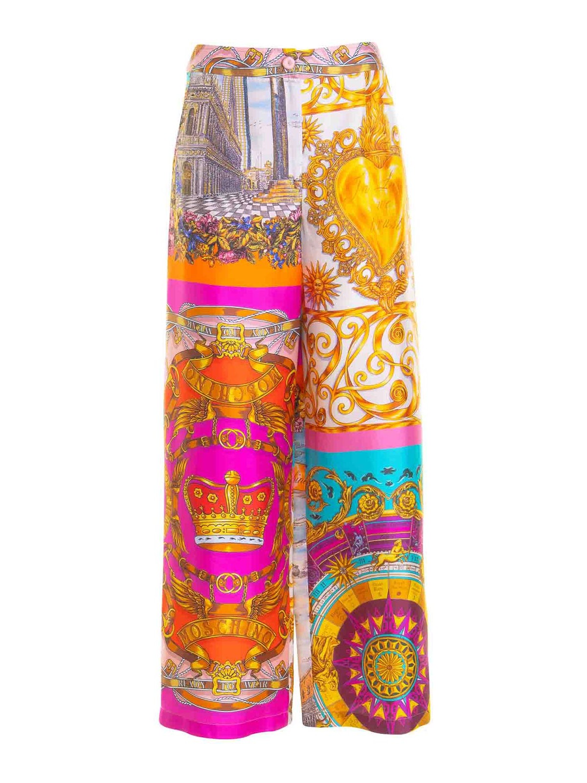 Shop Moschino Silk Pants In Multicolour