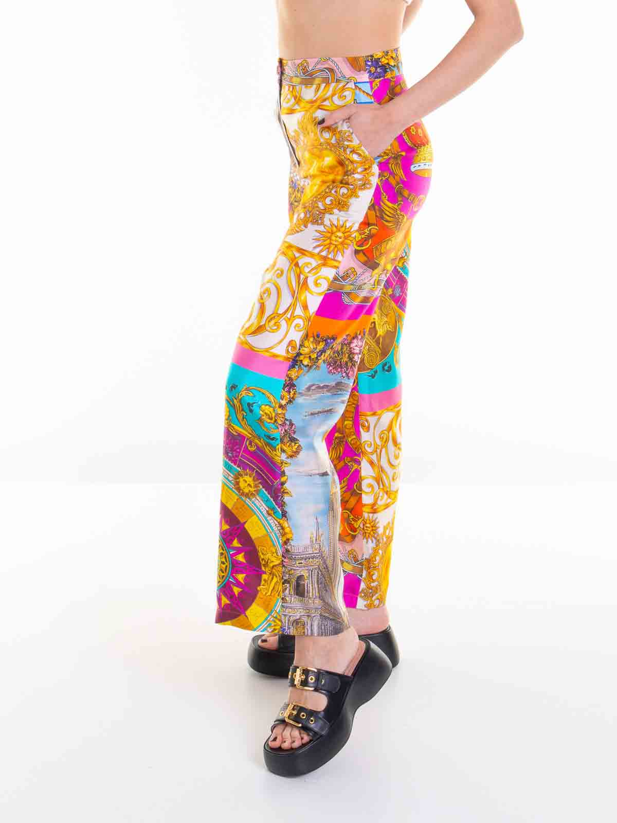 Shop Moschino Silk Pants In Multicolour