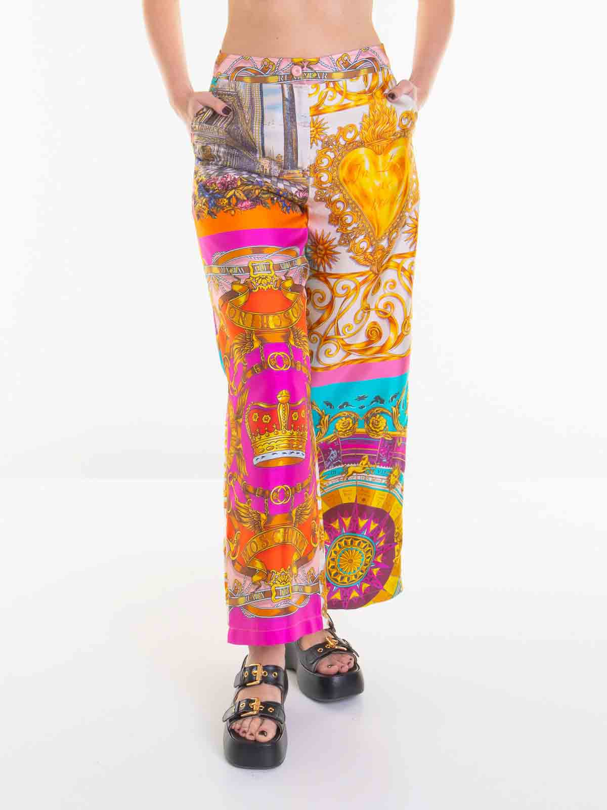 Shop Moschino Silk Pants In Multicolour