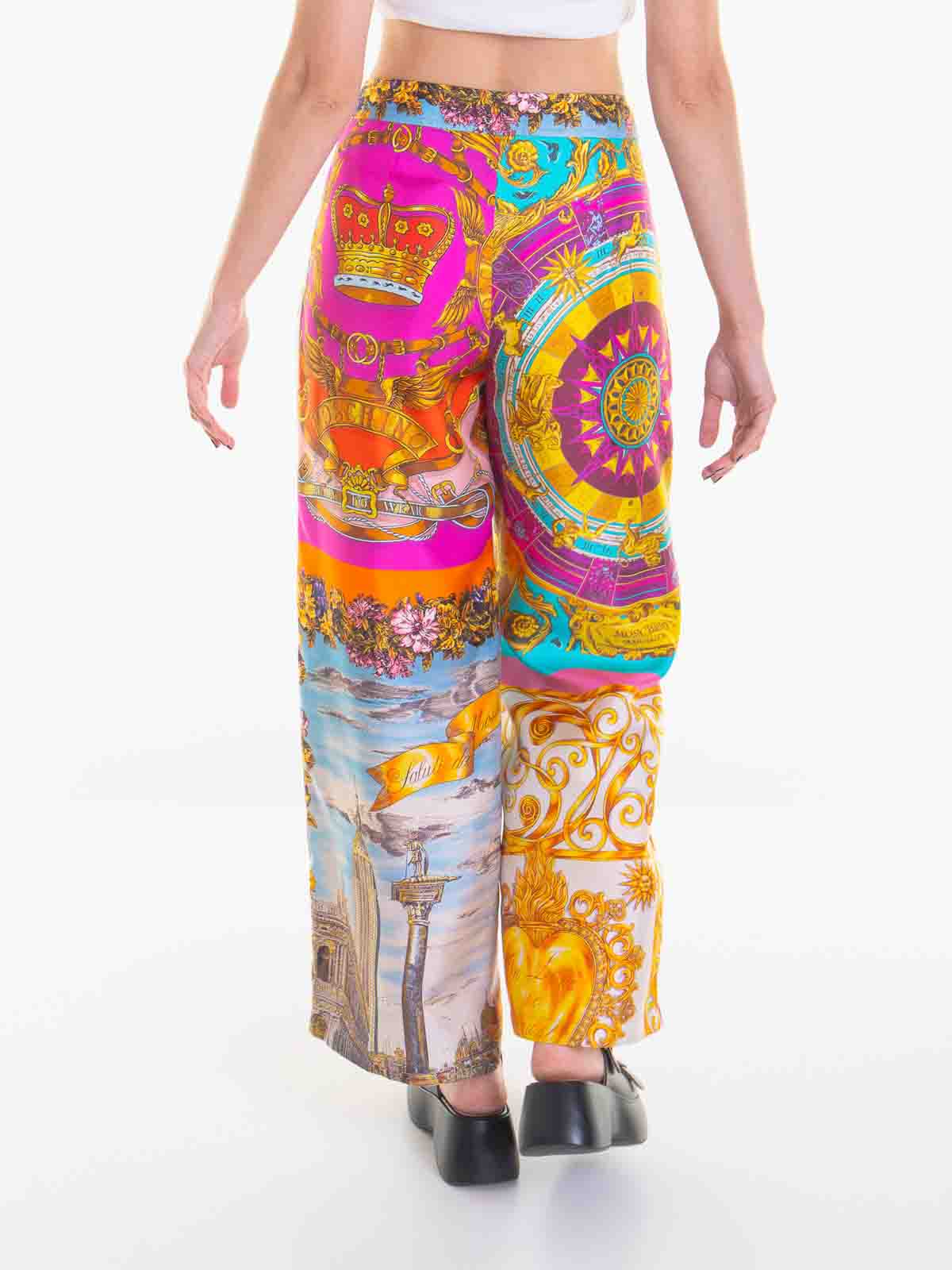 Shop Moschino Silk Pants In Multicolour