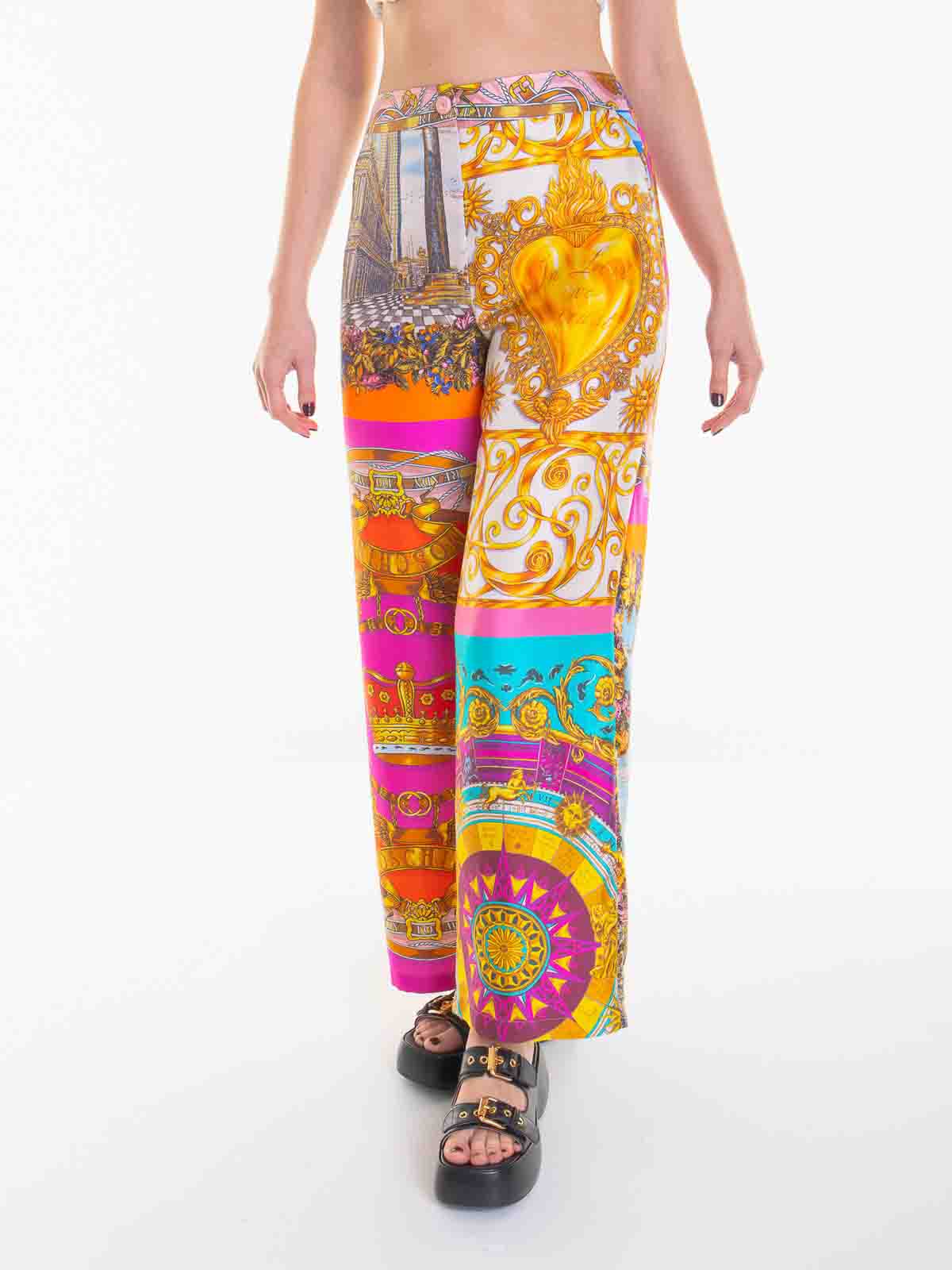 Shop Moschino Silk Pants In Multicolour