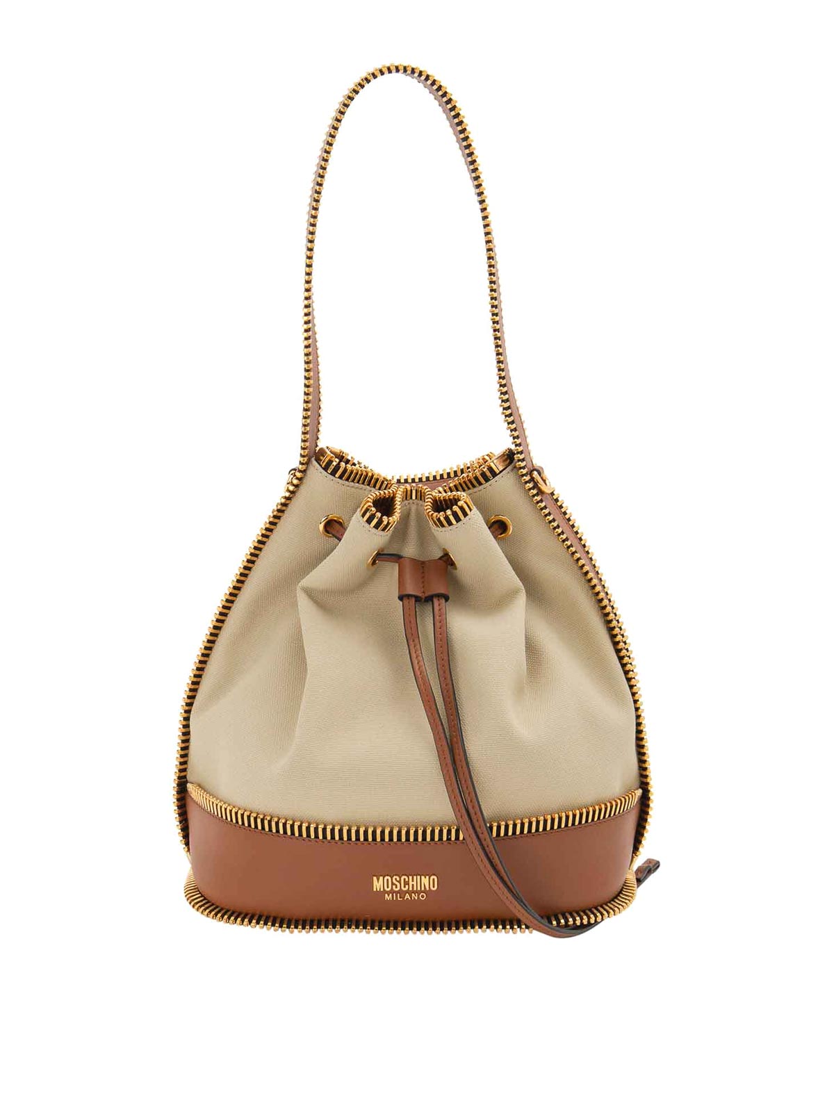 Shop Moschino Leather Bag In Beige