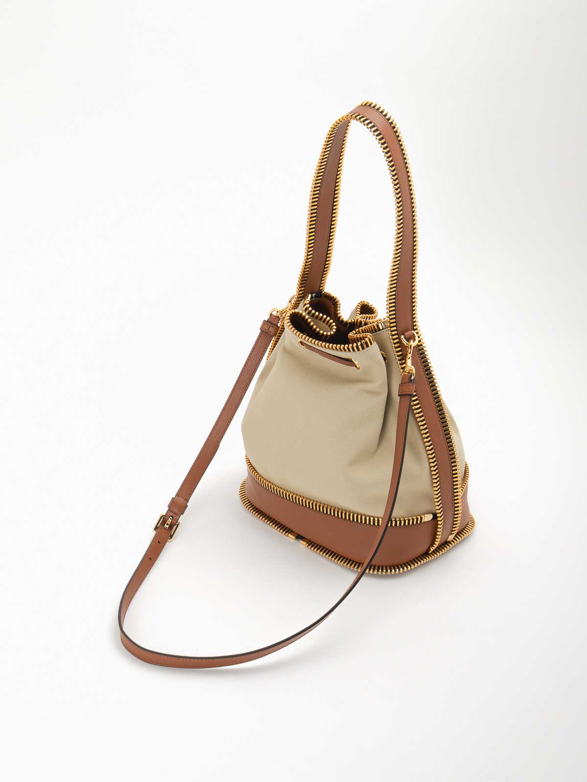Shop Moschino Leather Bag In Beige