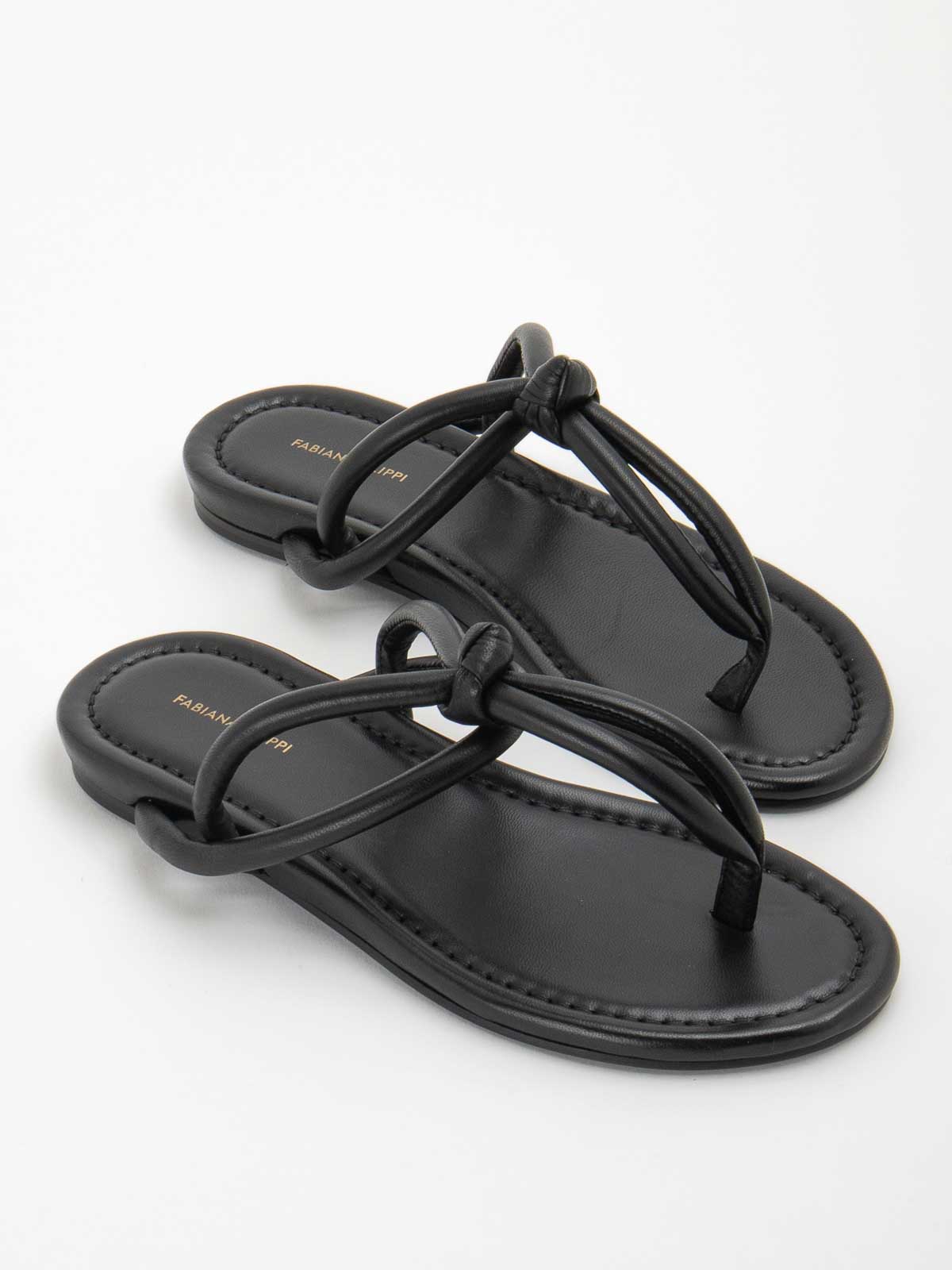 Shop Fabiana Filippi Leather Sandals In Black