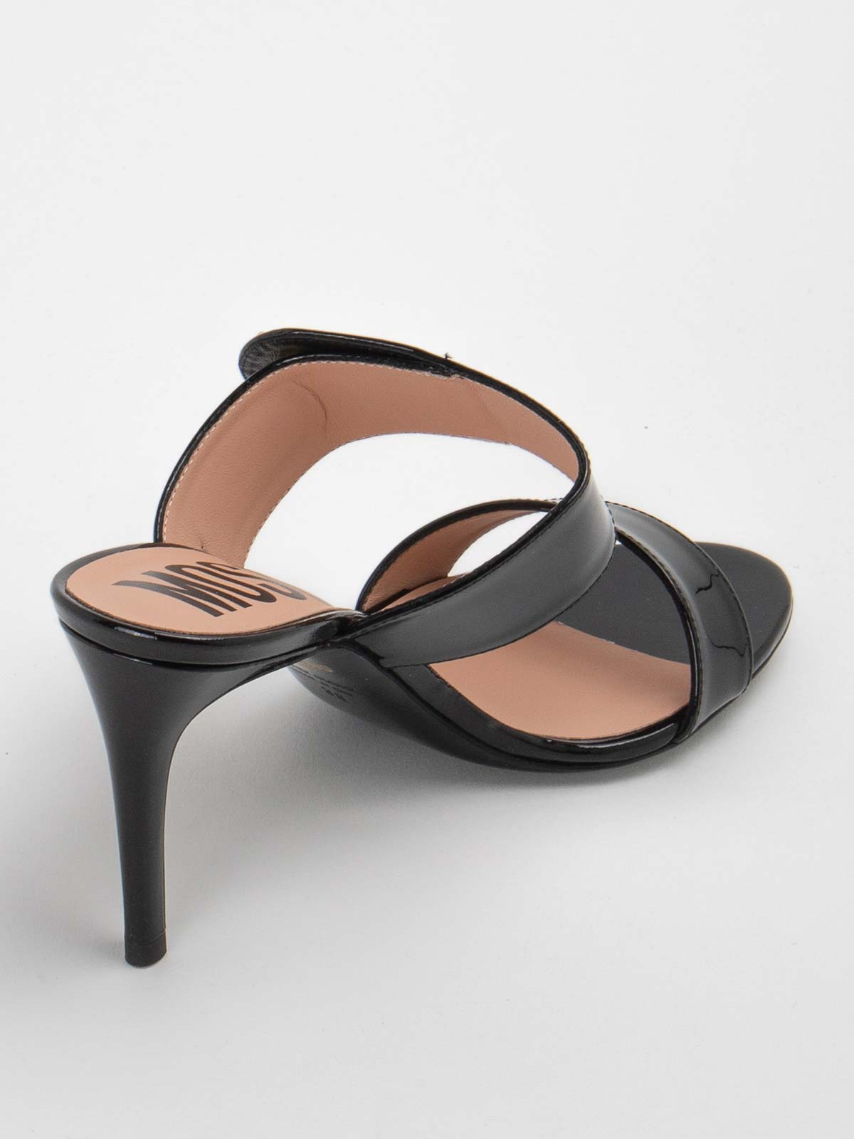 Shop Moschino Leather Sandals In Black