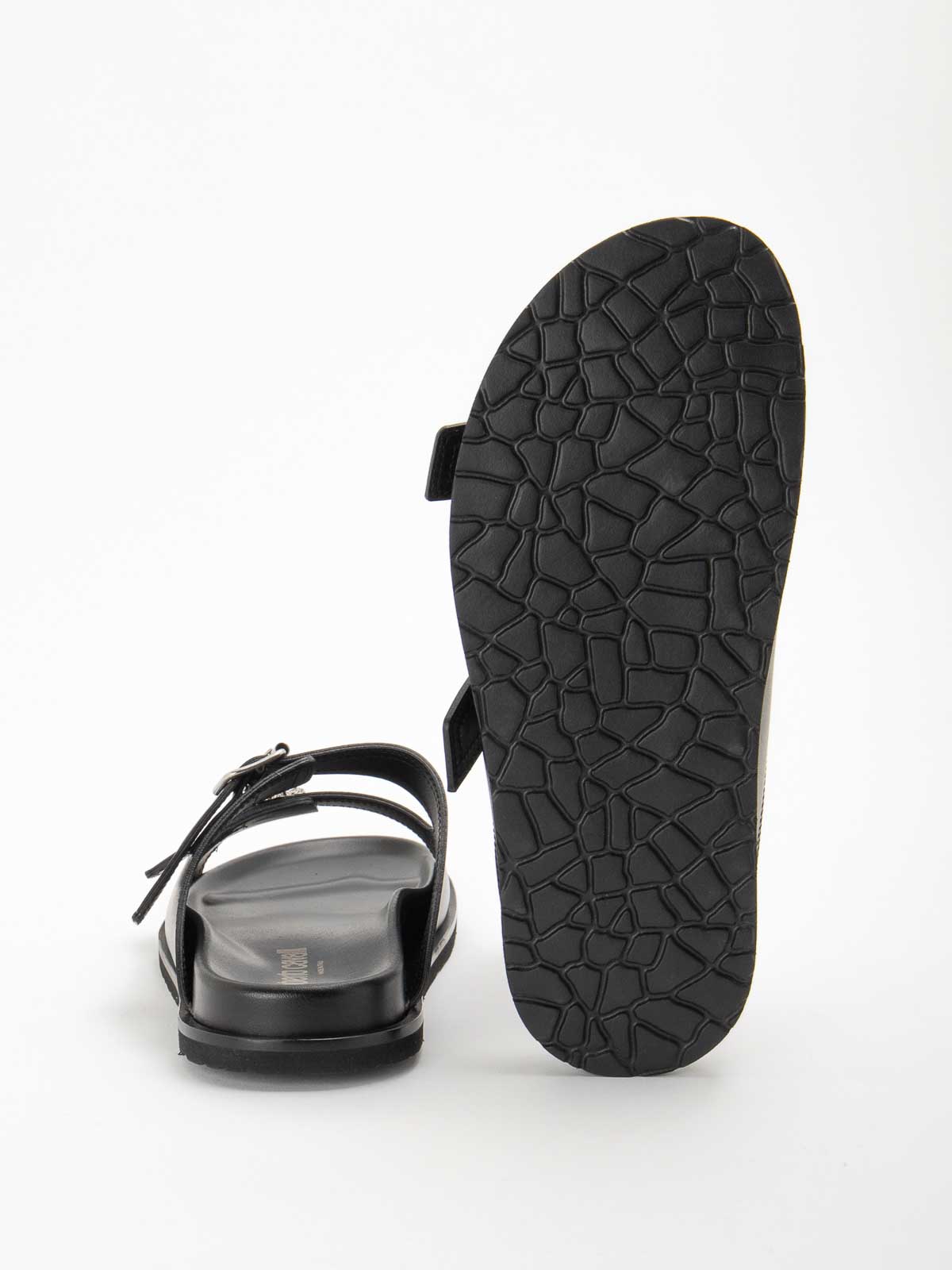 Shop Roberto Cavalli Logo Sandals In Black