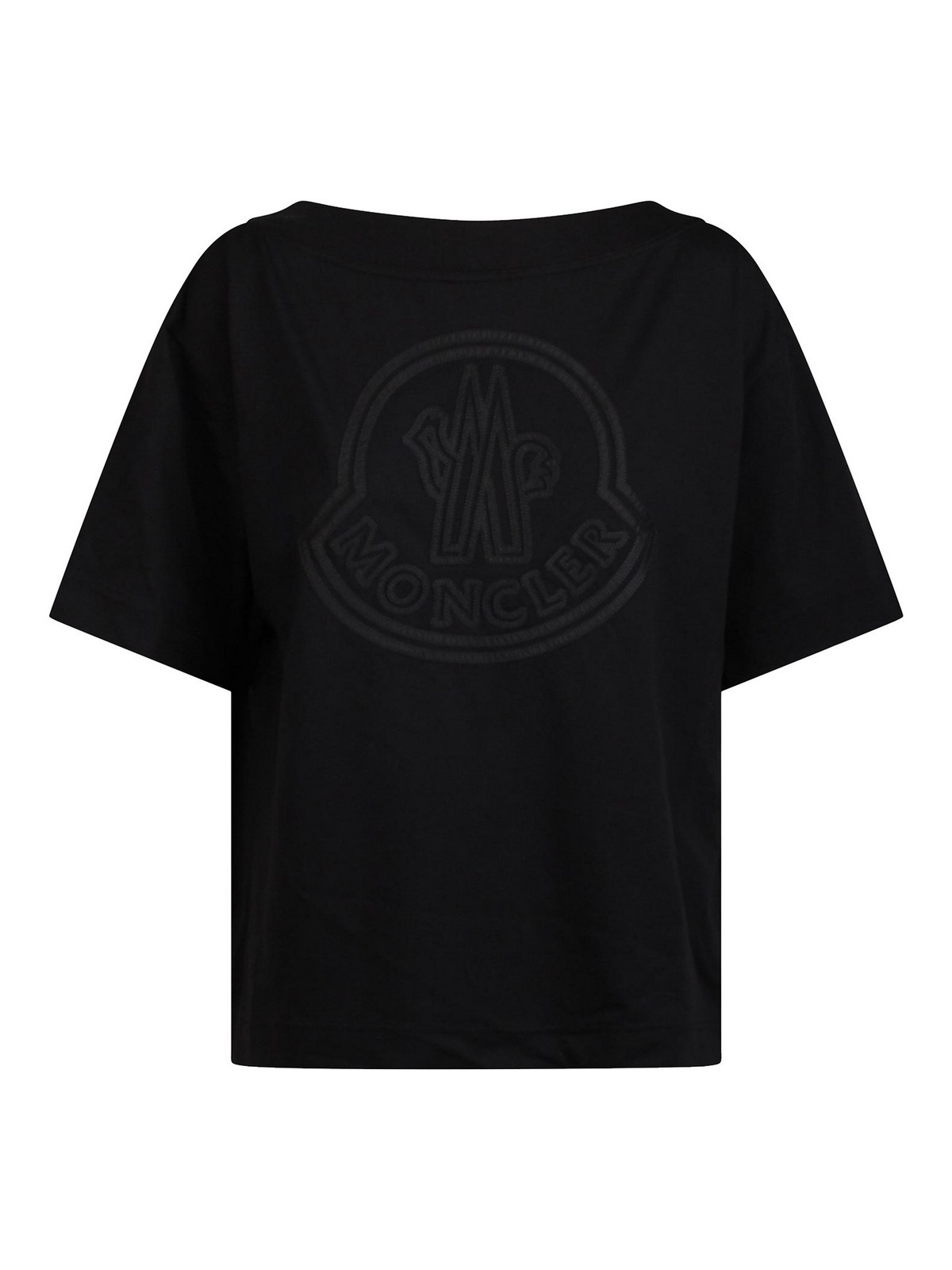 Shop Moncler T-shirt With Embroidered Logo In Negro