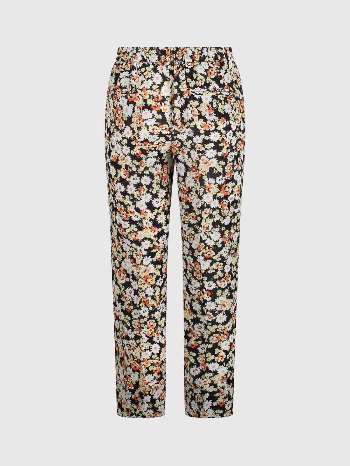 Shop N°21 Floral Trousers With Black Background In Negro