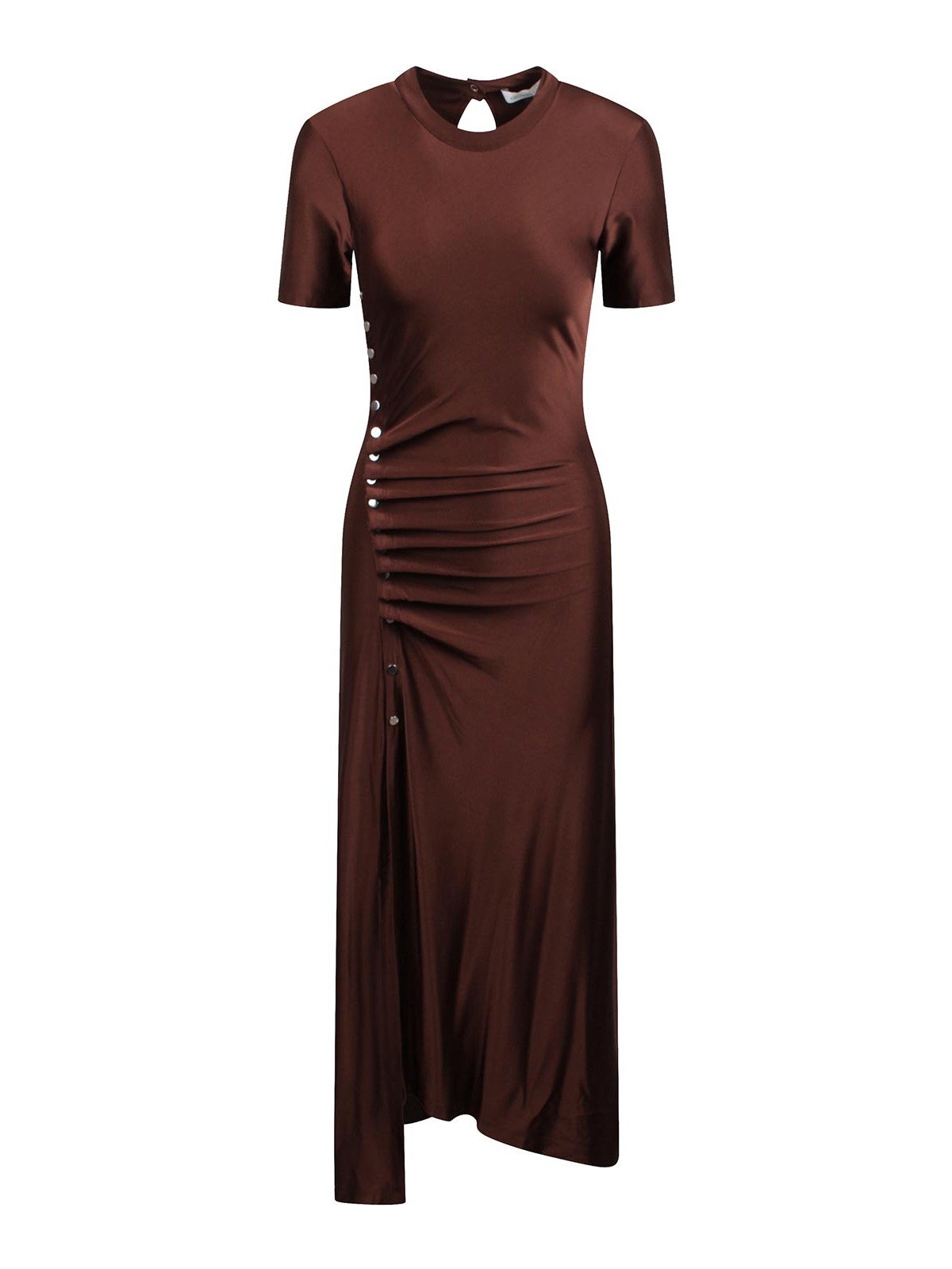 Shop Rabanne Draped Dress In Brown