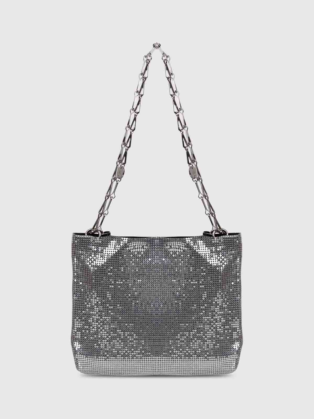 Shop Rabanne Pixel 1969 Shoulder Bag In Plata