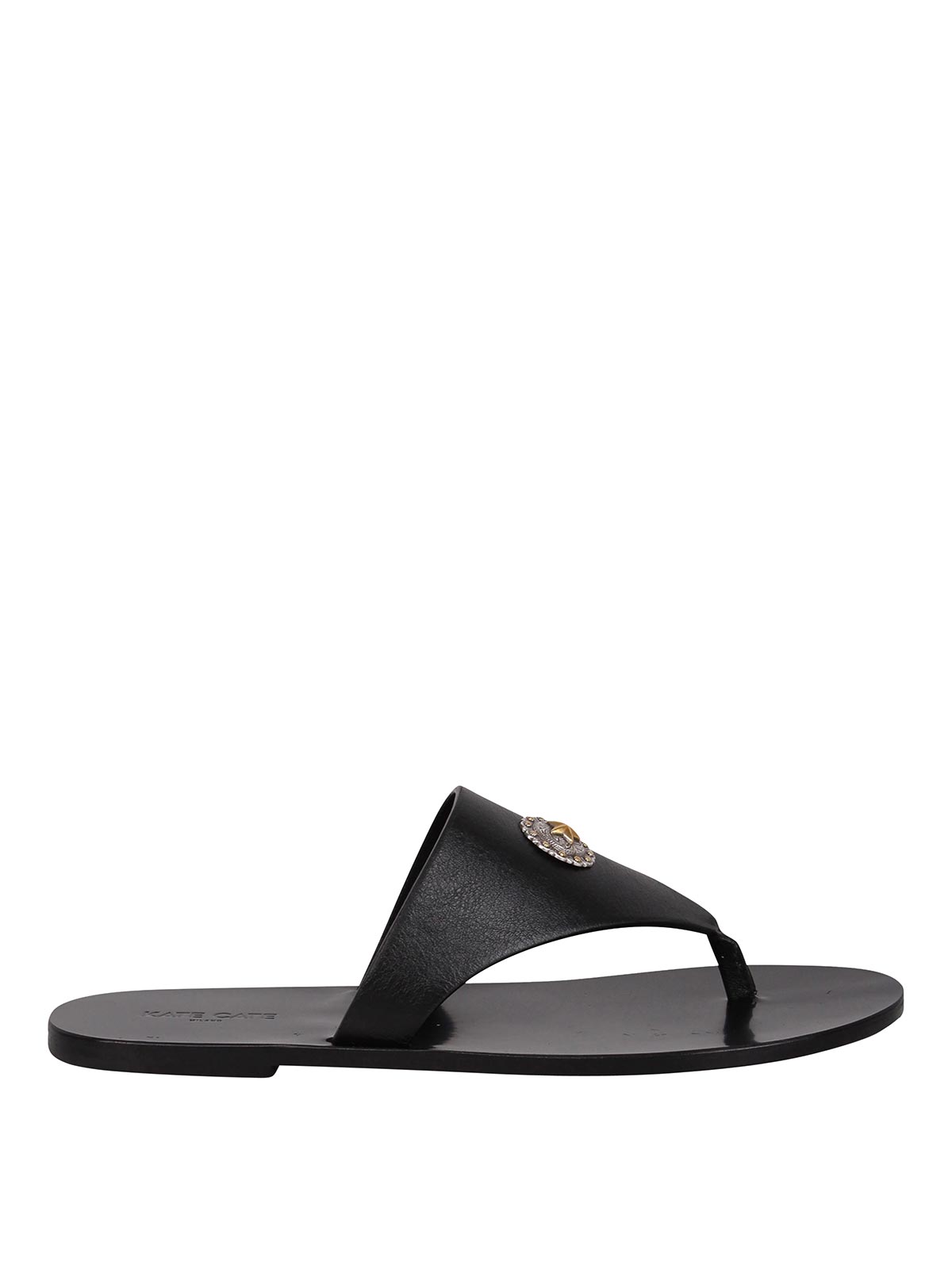 Shop Kate Cate Phoebe Leather Flip Flops In Negro