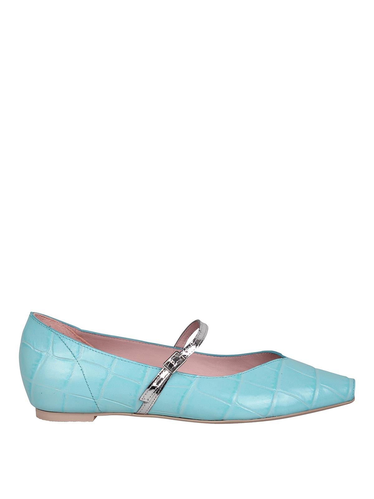 Shop Ras Square Toe Ballerina In Azul